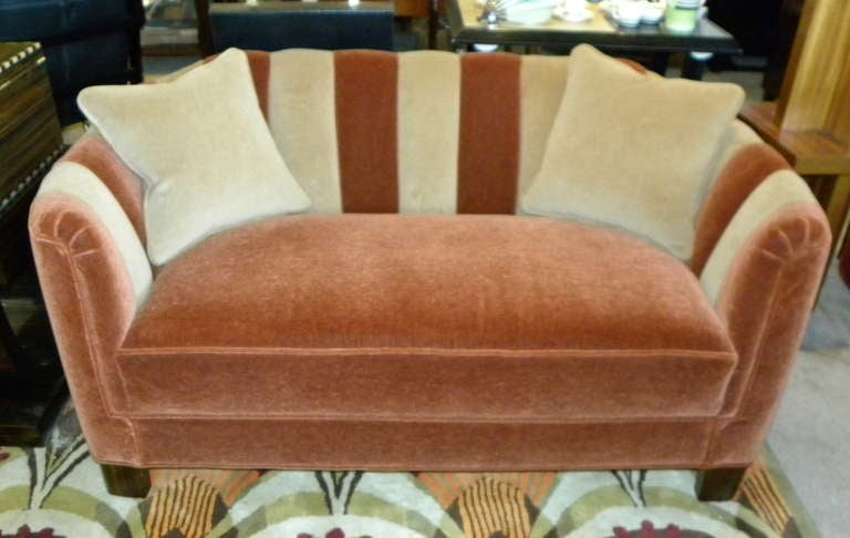 Wood Channel Back Art Deco Sofa Restored