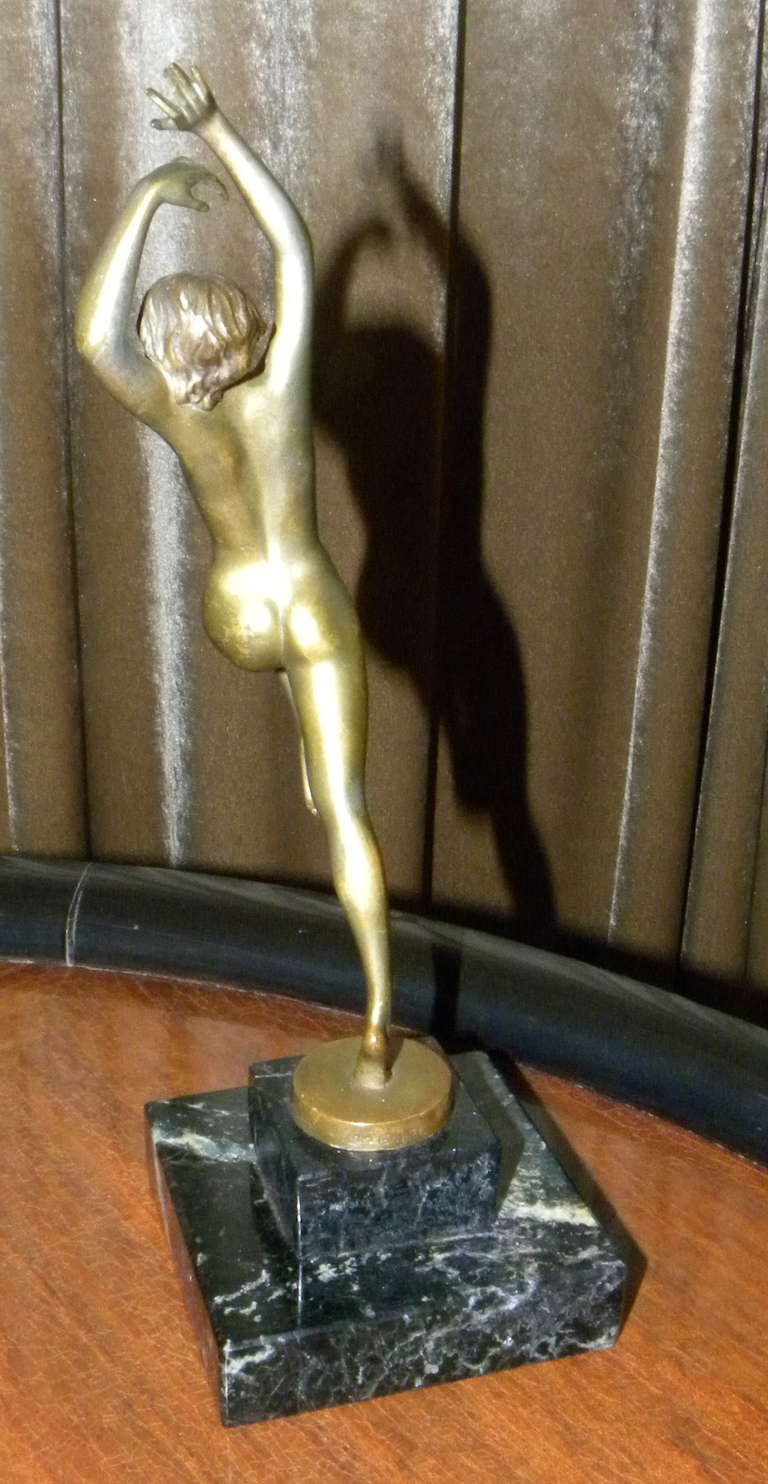 Bronze Art Deco Nude Dancer by Austrian Artist Josef Lorenzl In Good Condition In Oakland, CA