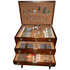 Used Complete Art Deco Flatware Set in an Original Box, 154 Pieces