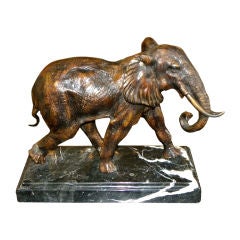 Vintage Art Deco French Bronze  "out of Africa" Elephant Statue
