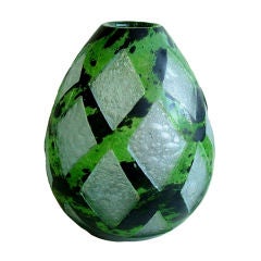 French Art Deco Modernist Acid Etched Degue Art Deco Glass Vase