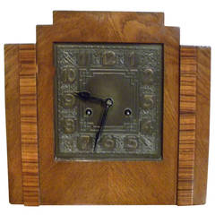 Stair-Stepped Wood Mechanical Art Deco Mantel Clock