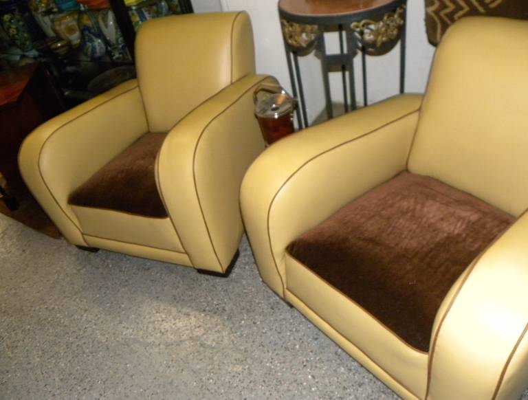 French Style Streamline Club Chairs Art Deco In Excellent Condition In Oakland, CA