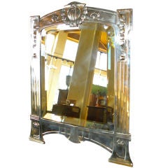 Antique Art Nouveau WMF style bronzed silver table mirror, German