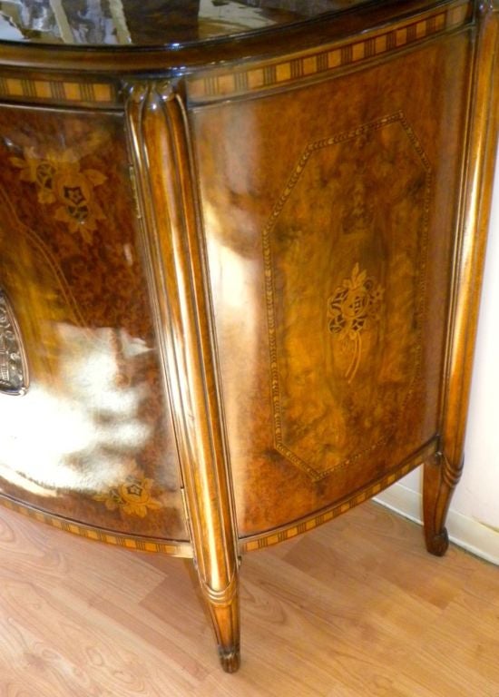 Wood Early French Art Deco 1920s Exquisite Demilune Shaped Cabinet