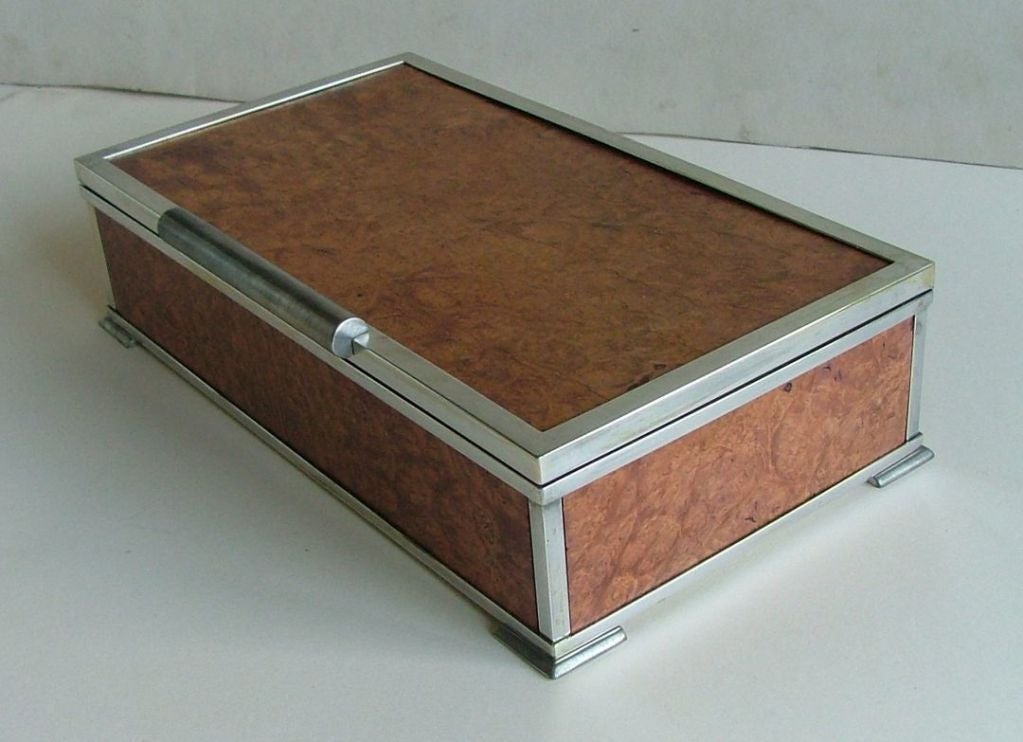 An outstanding quality and design 1930's French Art Deco cigarette or trinket box by Gustave Keller Paris, anybody familiar with the name will know they're right up there on a par with Cardeilhac, Ravinet D'enfert, Puiforcat etc.   Constructed from