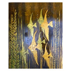 Fabulous lacquer Art Deco wooden panel - in the manor of Dunand