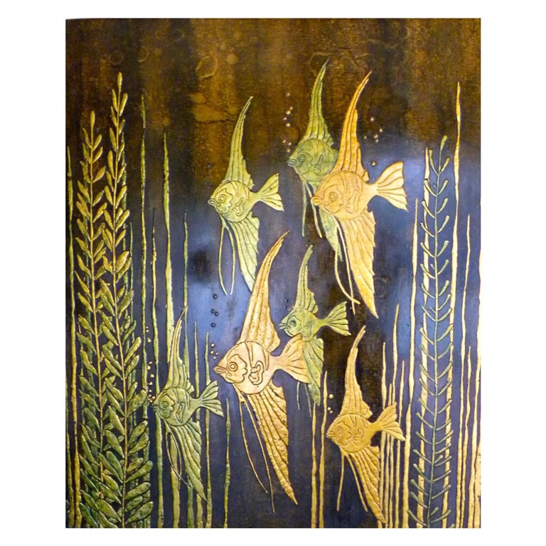 Fabulous lacquer Art Deco wooden panel - in the manor of Dunand at 1stdibs