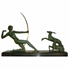 French Art Deco "Diana The Huntress" Sculpture by Uriano