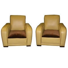 Vintage French Style Streamline Club Chairs Art Deco