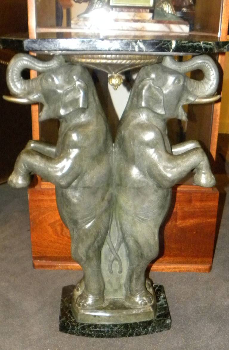 French Art Deco Occasional Table with Elephant  Sculpture signed P. Seca 4