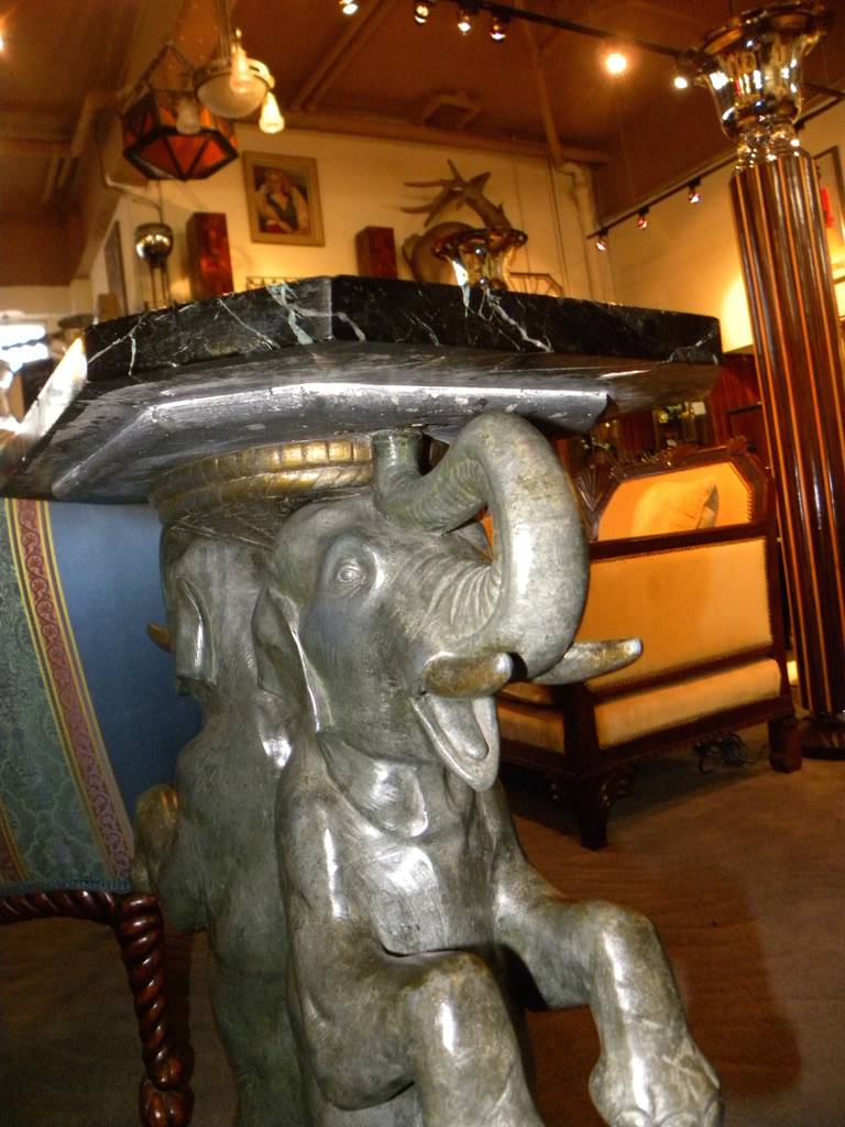 French Art Deco Occasional Table with Elephant  Sculpture signed P. Seca 3