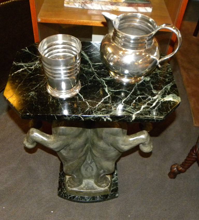 French Art Deco Occasional Table with Elephant  Sculpture signed P. Seca 5