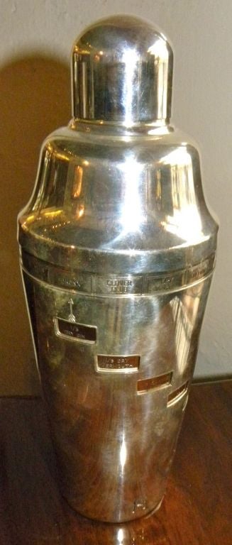 Here is the classic drink mix shaker. Of course like many great designs, has been copied, but this is an original one, circa 1935, in fact this one has its own patent number filed in 1932.  Appears to invented by Leroy Haviland Fontan. The Napier
