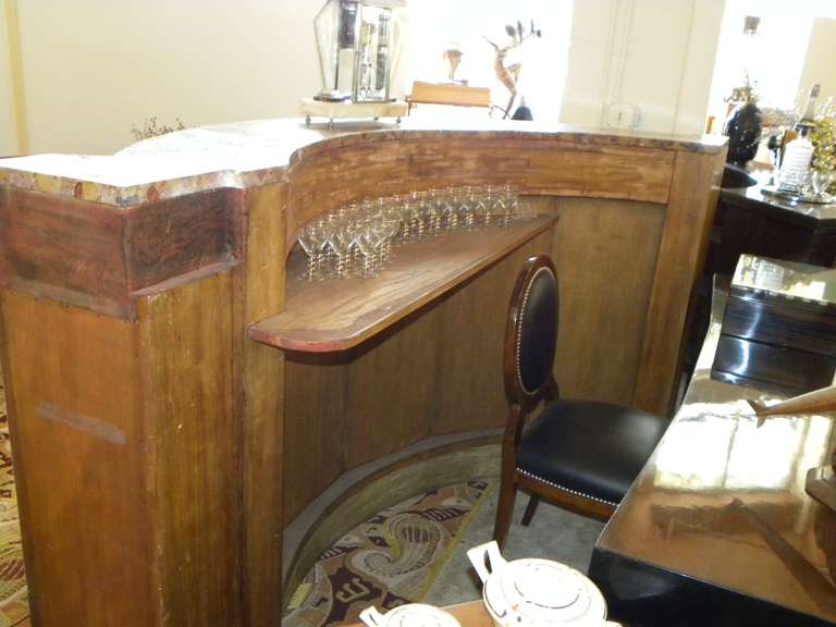 Spectacular French Art Deco Bar Stand behind with stools 3
