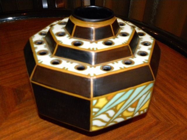 Charles Catteau Octagon Stepped Art Deco Vase In Excellent Condition In Oakland, CA