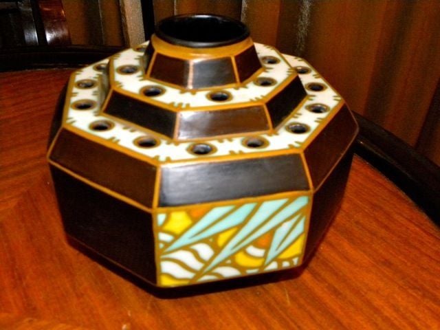 Mid-20th Century Charles Catteau Octagon Stepped Art Deco Vase