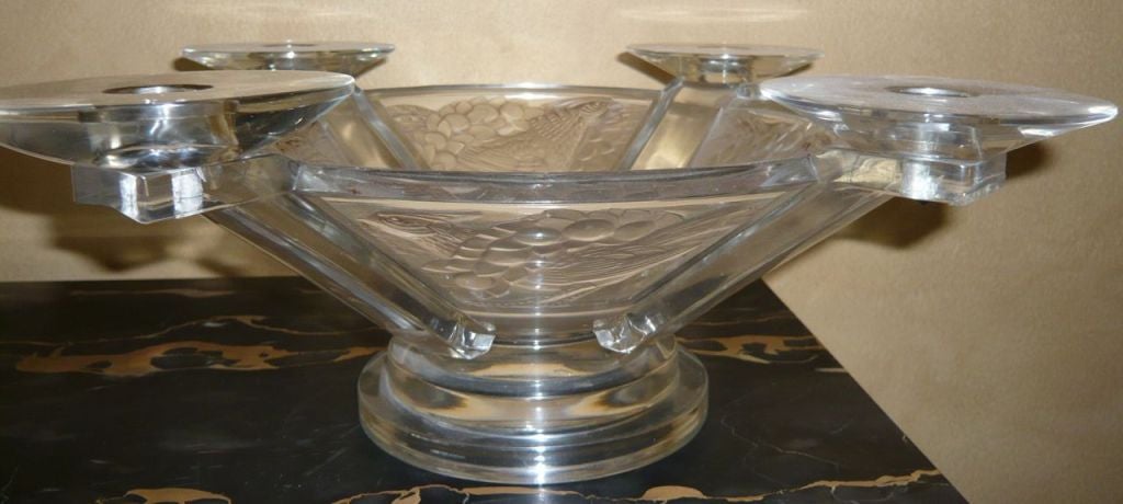 Exceedingly Rare Original Rene Lalique Art Deco Candelabra Bowl