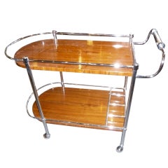 Outstanding Bar Cart With And Wood Chrome In Restored Condition
