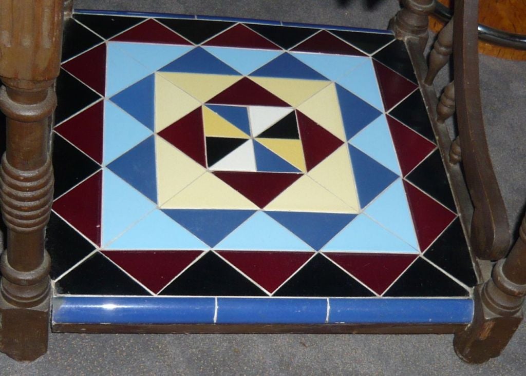 American Original Art Deco Geometric Tile Table