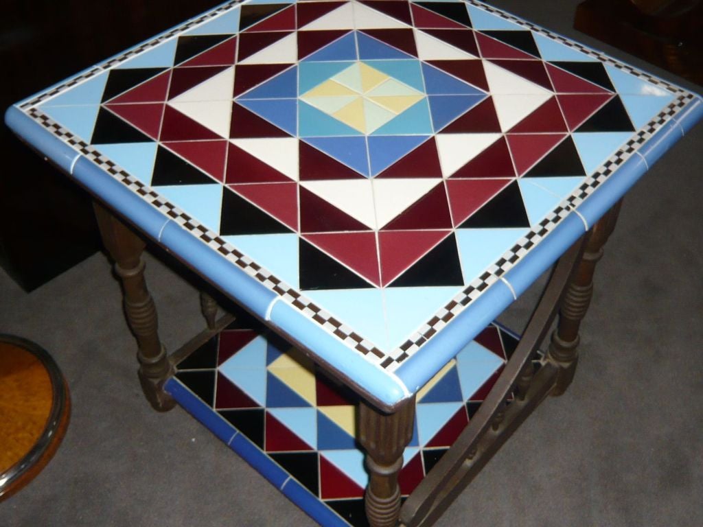 Mid-20th Century Original Art Deco Geometric Tile Table
