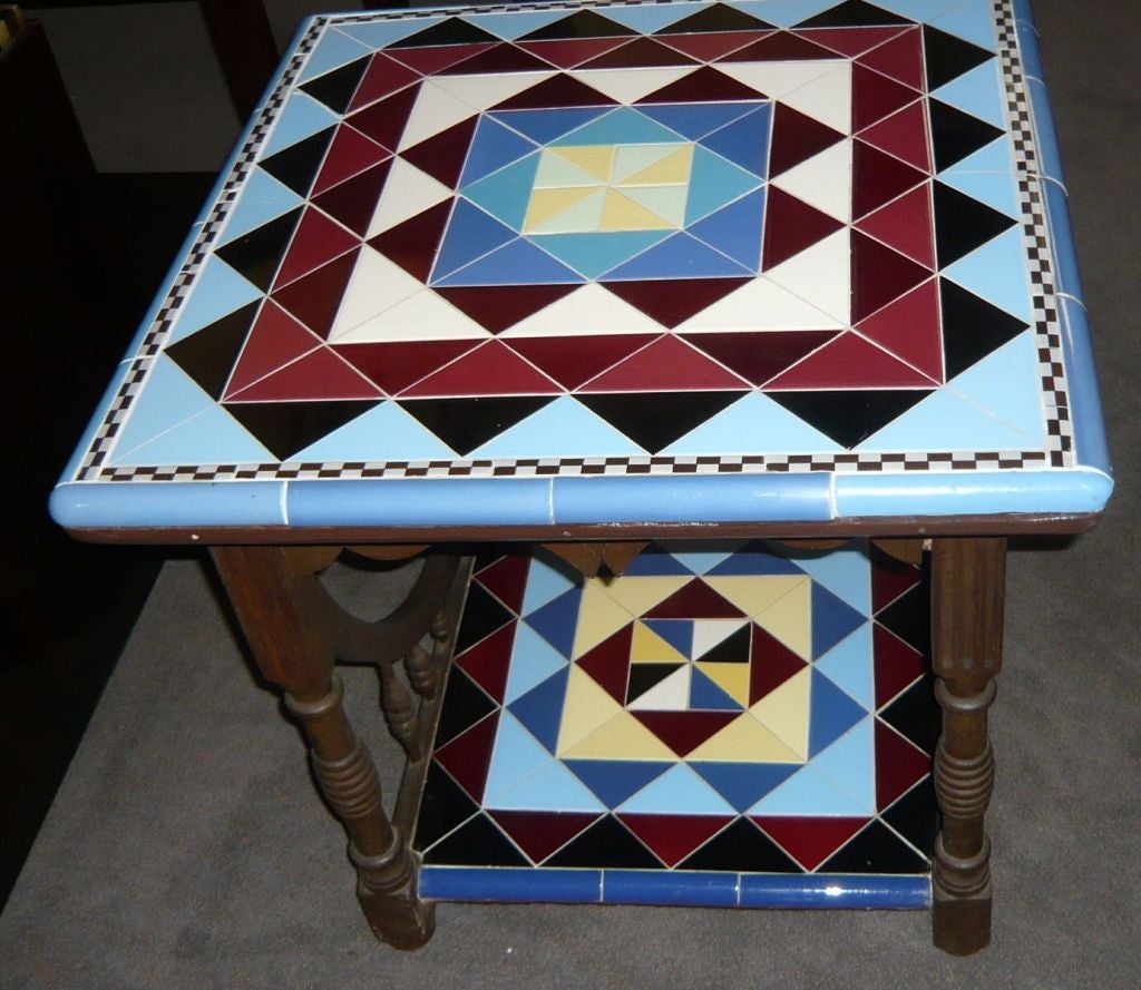 Original Art Deco Geometric Tile Table 1