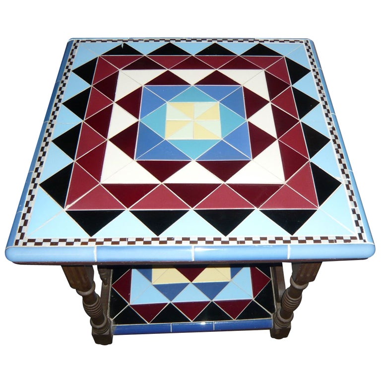 Original Art Deco Geometric Tile Table