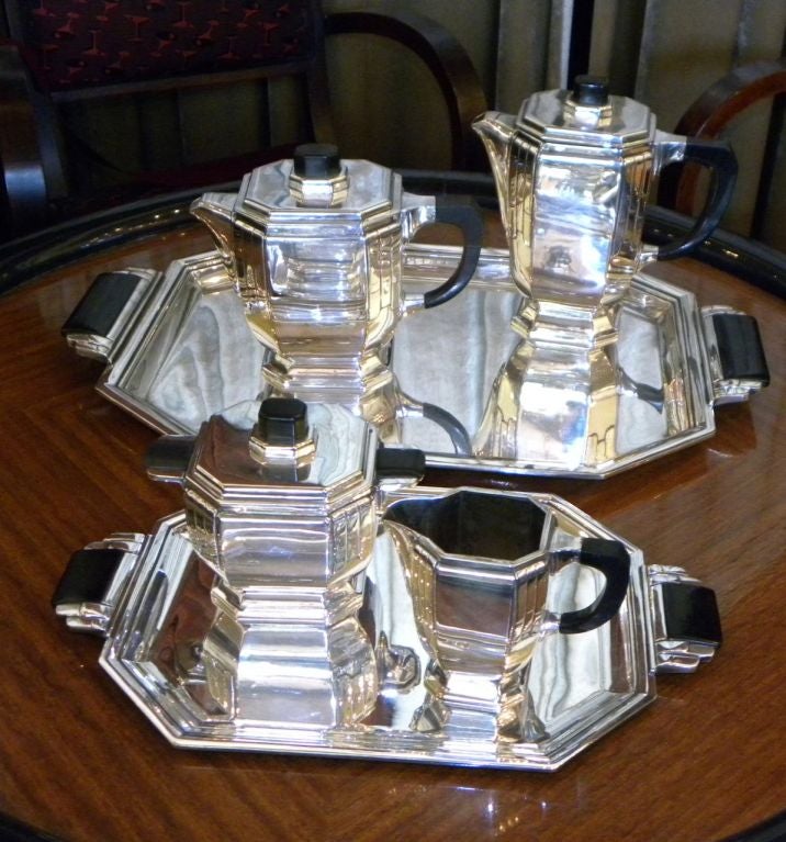 Outstanding French Silver-plate Coffee Tea Service by Gallia In Excellent Condition In Oakland, CA