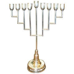 Vieux Bier Menorah lampe de Hanukkah en argent sterling