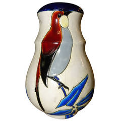 Catteau Era Ceramic Art Deco Vase with Bird 3