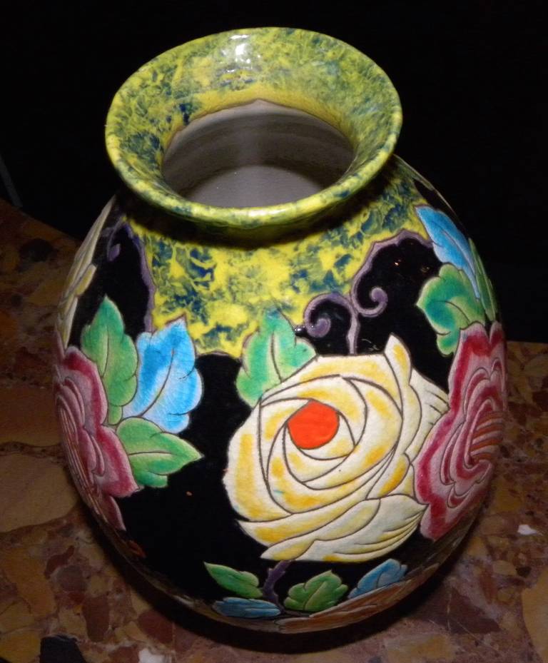 Belgian Unusual Boch Catteau Era Ceramic Vase