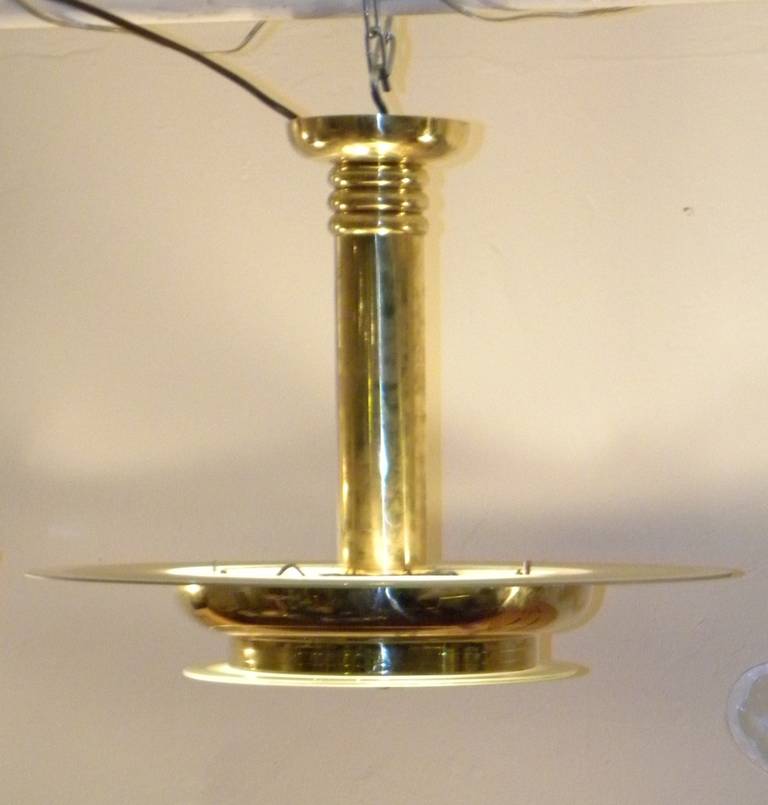 French Modernist Art Deco Chandelier Hanging Light In Excellent Condition In Oakland, CA