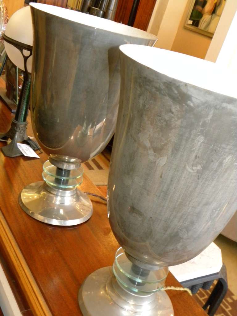 Mid-20th Century Striking Pair of French Torchiere Table Lamps Art Deco