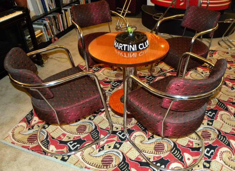 Mid-20th Century Four Streamline American Art Deco Cocktail Chairs