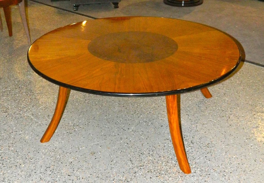Great Art Deco CustomDesign Round Coffee Table with Multi Woods For