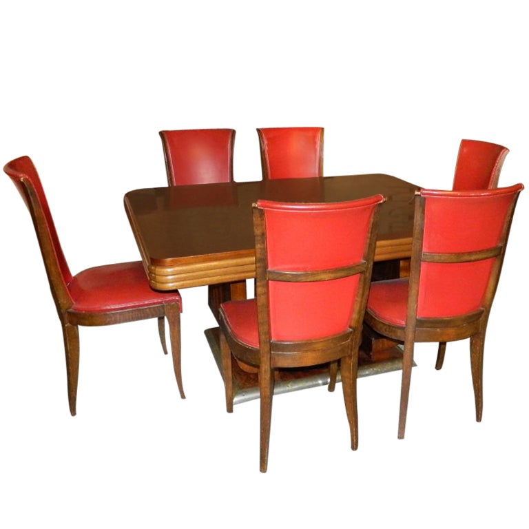 Original French Art Deco Modernist Dining Suite, 1930s