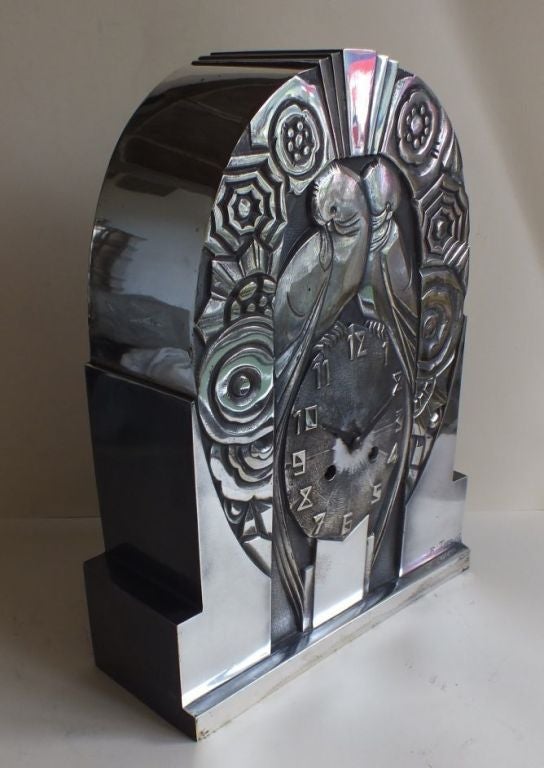 Fabulous French Art Deco Clock Statue by R. Terras In Excellent Condition In Oakland, CA