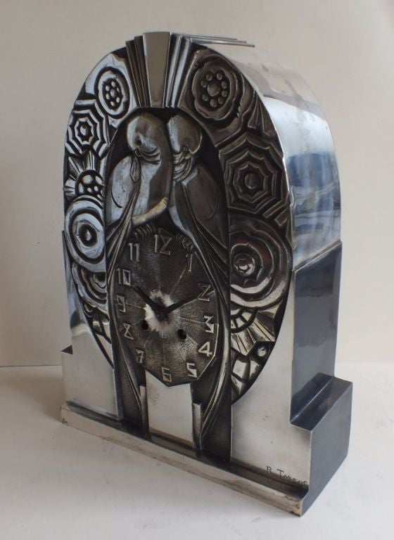 Fabulous French Art Deco Clock Statue by R. Terras 5