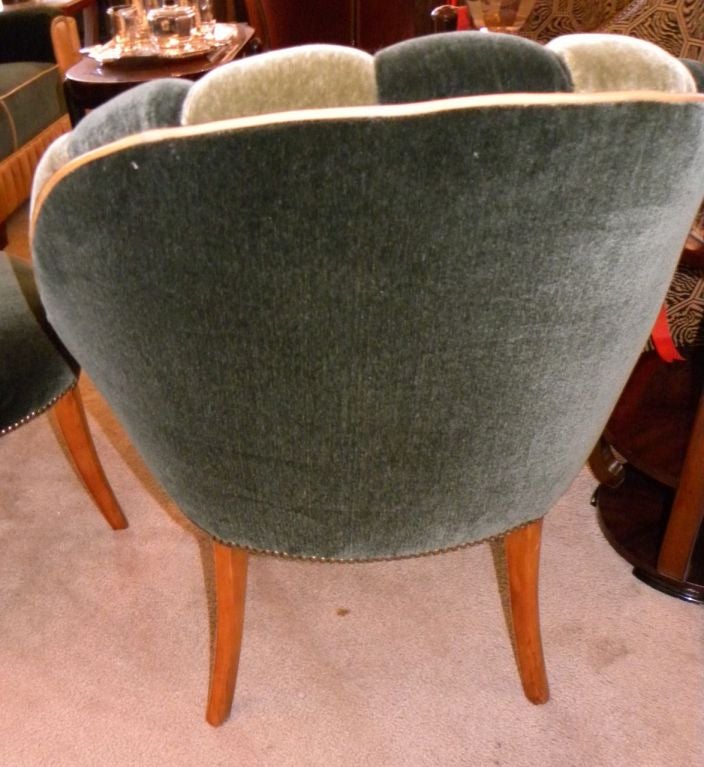 Wood Glamourous Hollywood mohair side chairs