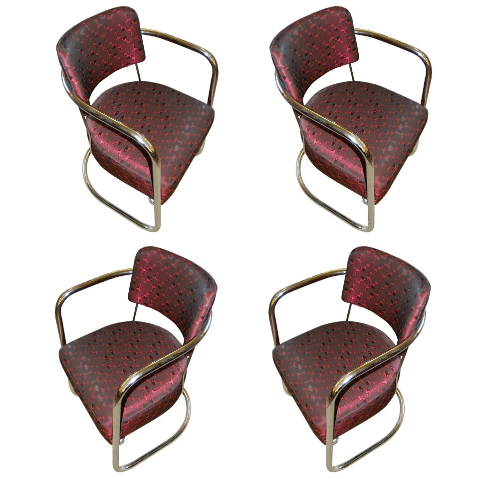 Four Streamline American Art Deco Cocktail Chairs