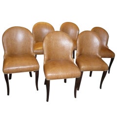 Six Art Deco Macassar Dining/Office Chairs Restored