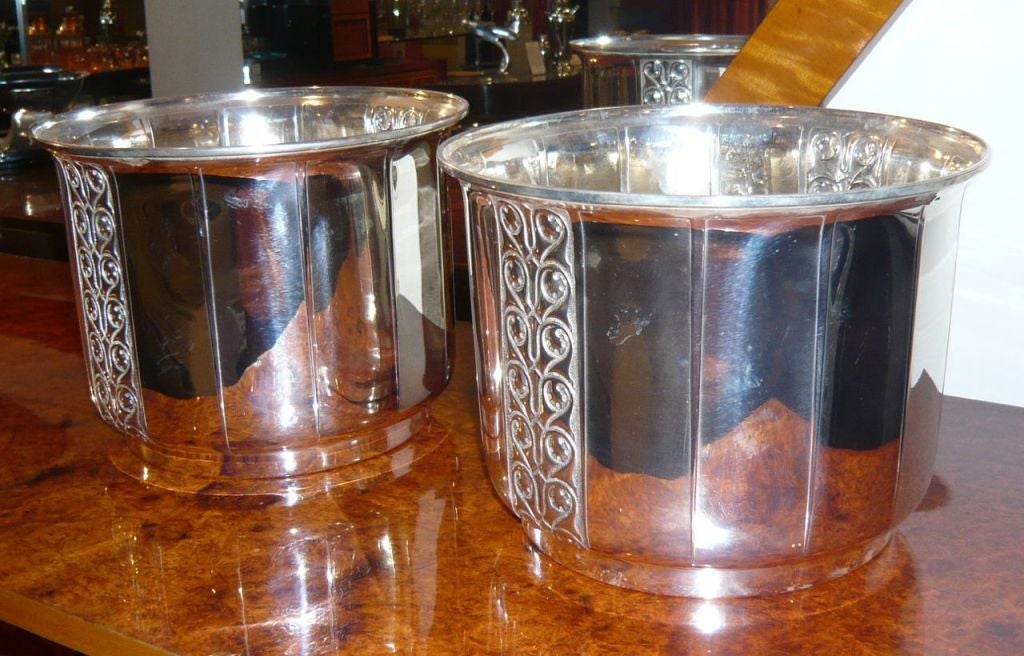 German Pair of Art Deco Silver Plate Jardinières For Sale