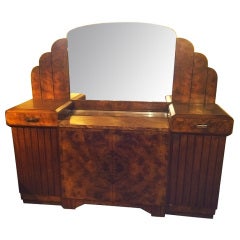Stunning French Art Deco Buffet with Matching Mirror 1930's