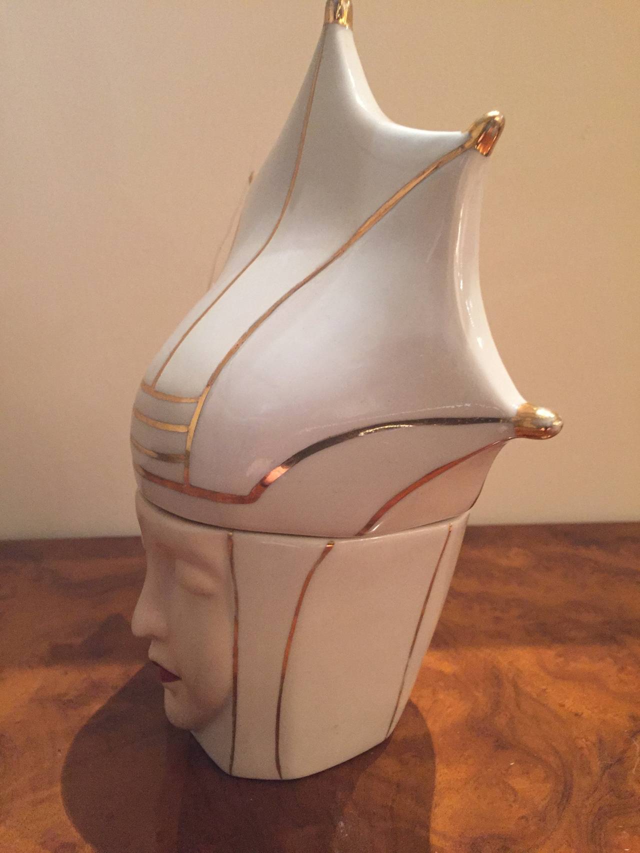 Very Rare Original Robj Bonbonniere Candy Jars French Art Deco – White Queen In Excellent Condition In Oakland, CA