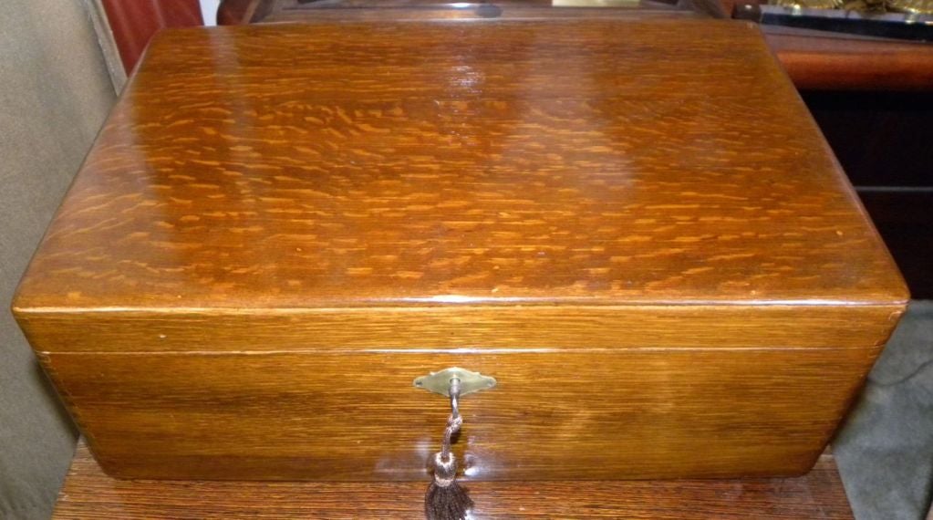 Complete original Oak box 3 tray silverware Hallmark Anezin 2