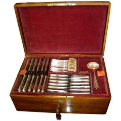Complete original Oak box 3 tray silverware Hallmark Anezin