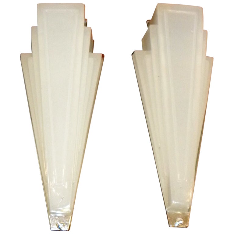 Art Deco Lighting Sconces Stepped Opaque Glass