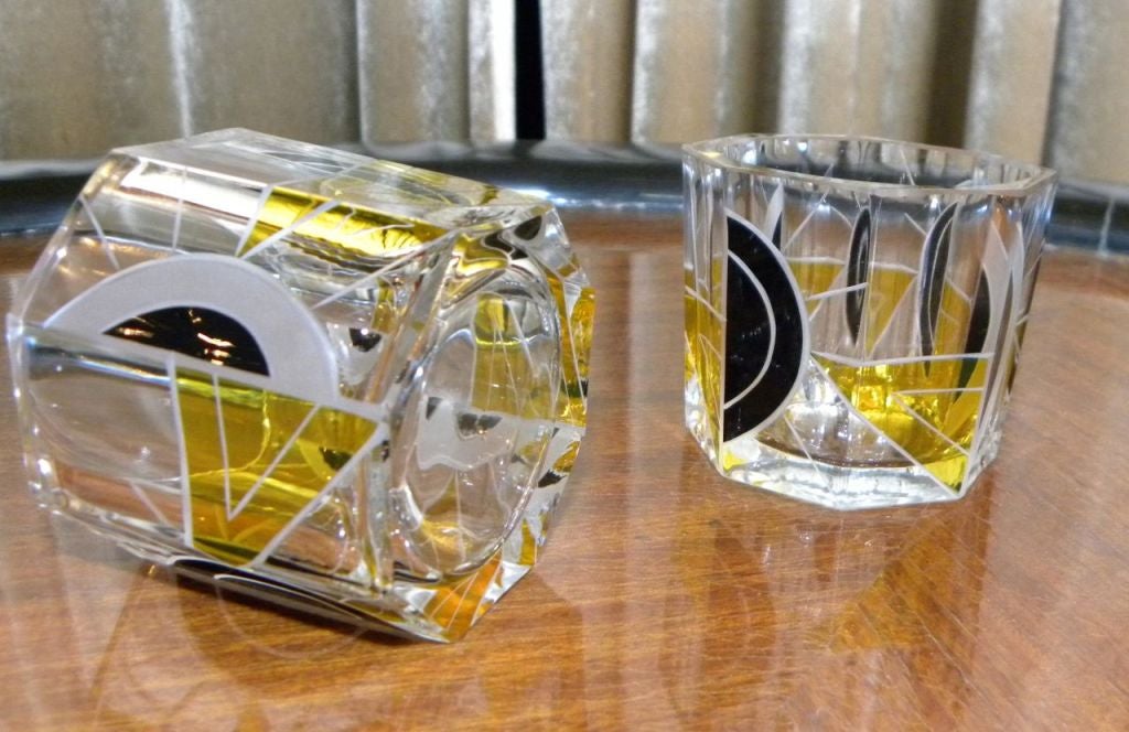 Art Deco Czech Whiskey Decanter Set by Karl Palda 1930's In Excellent Condition In Oakland, CA