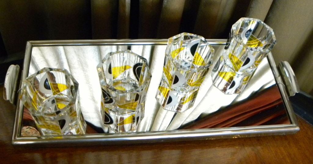 Mid-20th Century Art Deco Czech Whiskey Decanter Set by Karl Palda 1930's