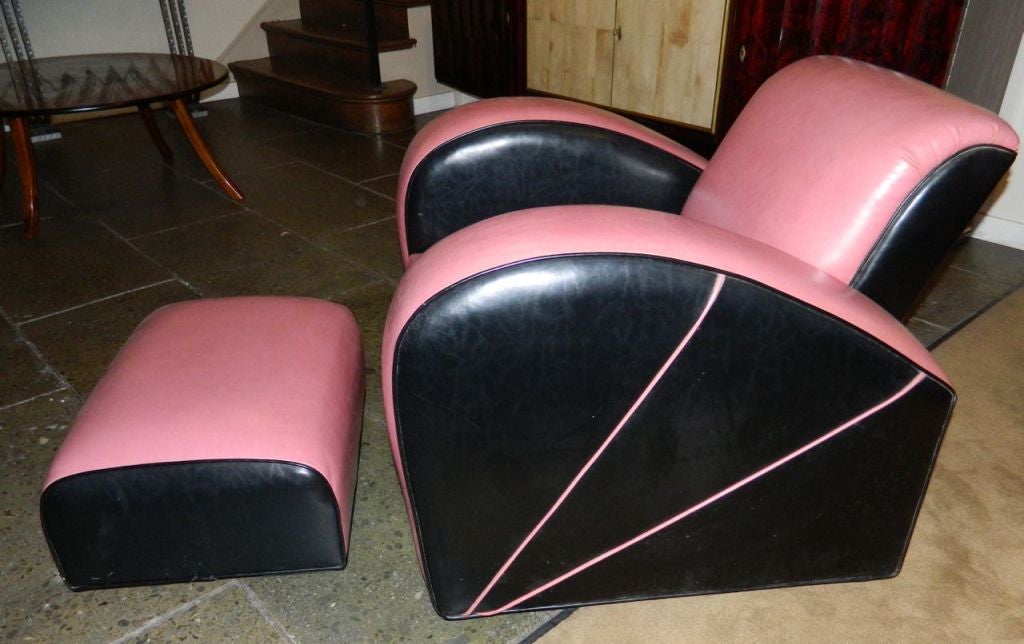 Here is a wonderful chair and ottoman.  The style is modernist and looks a lot like the 